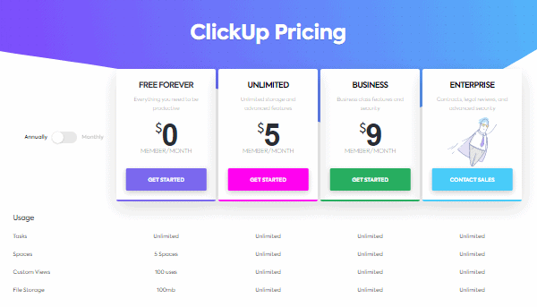 clickup pricing