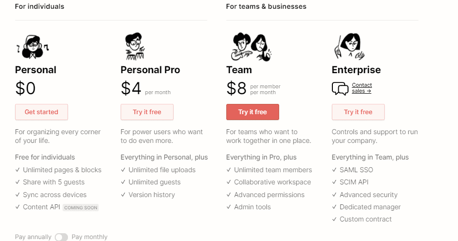 Notion pricing plans - Notion vs Clickup by EverythingFreelance.com