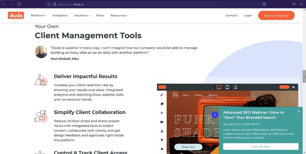 Duda Client Management Tools