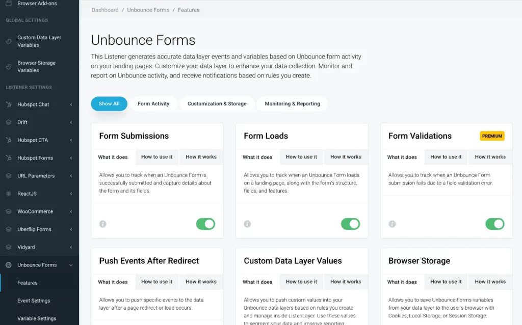 Unbounce Conversion Tracking Features