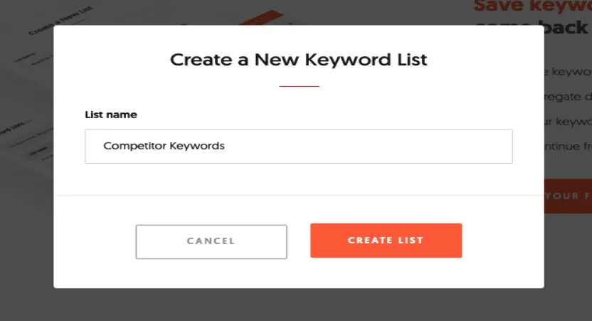 create a new keyword list