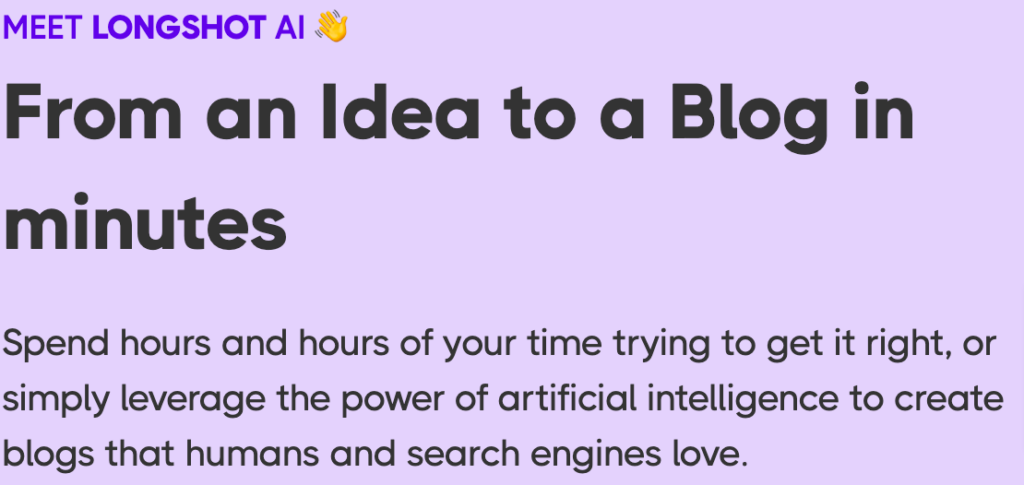 LongShot AI Best Long Form AI Writing Assistant and Content Generator